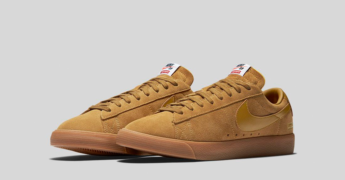 nike sb blazer low gt supreme golden beige