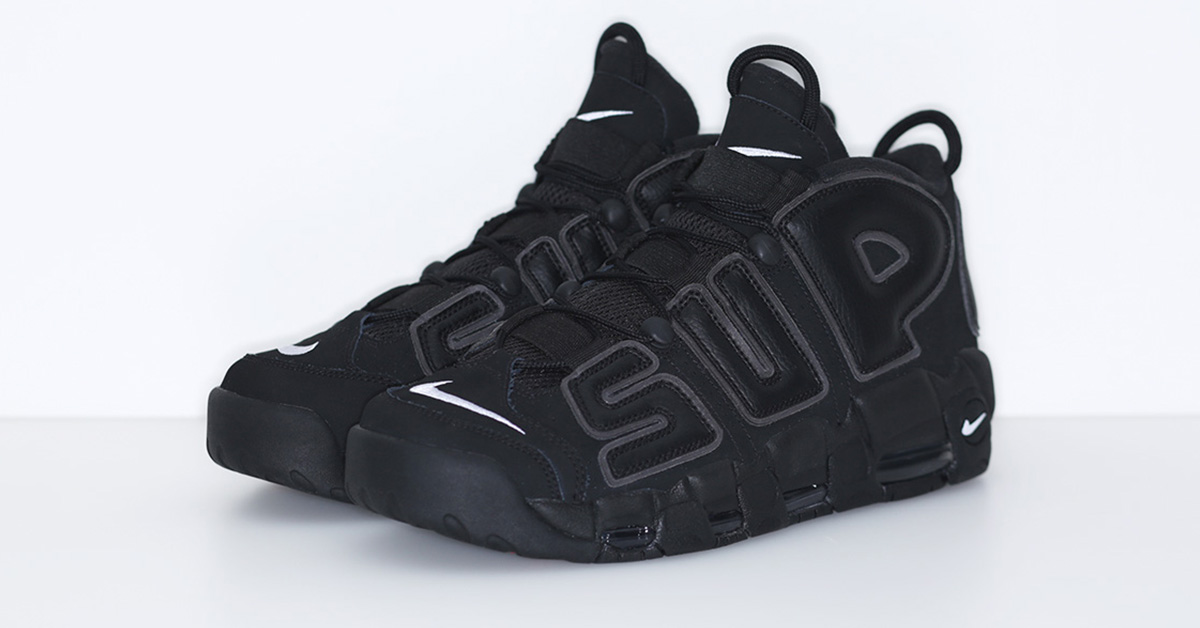Supreme x Nike Air More Uptempo Black Cool Sneakers