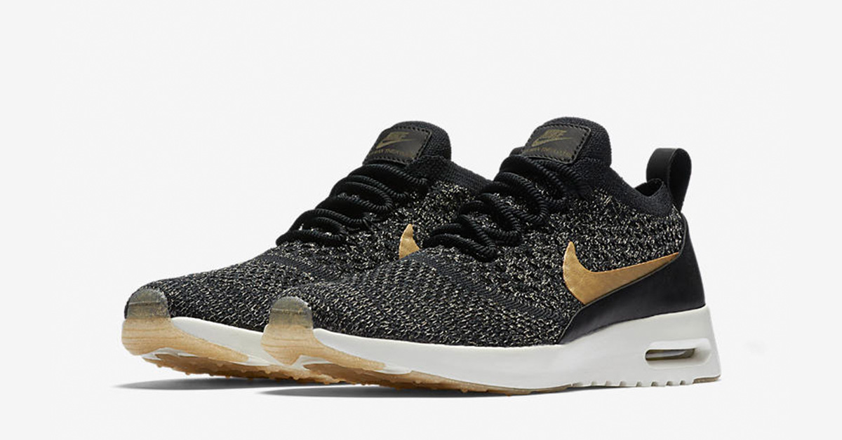 Nike Air Max Thea Ultra Flyknit Black Gold Sneakers