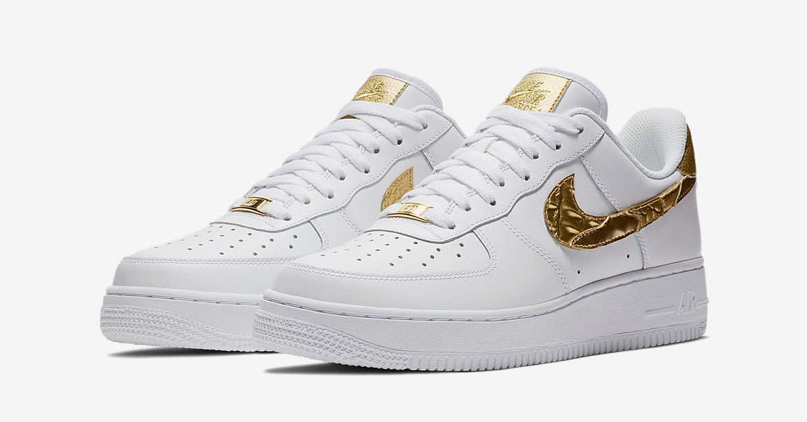 tandlæge Tilmeld Bliver til CR7 x Nike Air Force 1 Low Golden Patchwork - Cool Sneakers