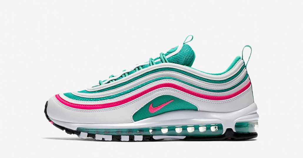 Nike Air Max 97 White Kinetic Green Pink Blast - Cool Sneakers