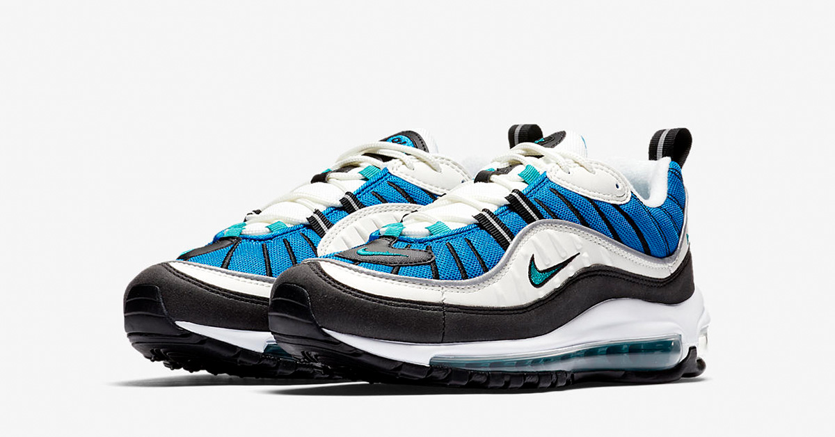 Womens Nike Air Max 98 Radiant Emerald Blue Cool Sneakers